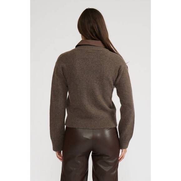 NEW LUCY PARIS oren mixed media top in espresso - Picture 3 of 5